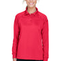 Harriton Womens Advantage Tactical Moisture Wicking Long Sleeve Polo Shirt - Red