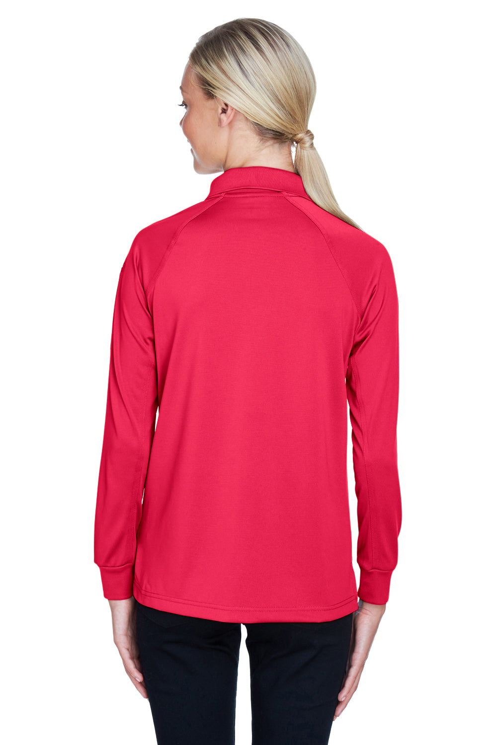 Harriton M211LW Womens Advantage Tactical Moisture Wicking Long Sleeve Polo Shirt Red Back