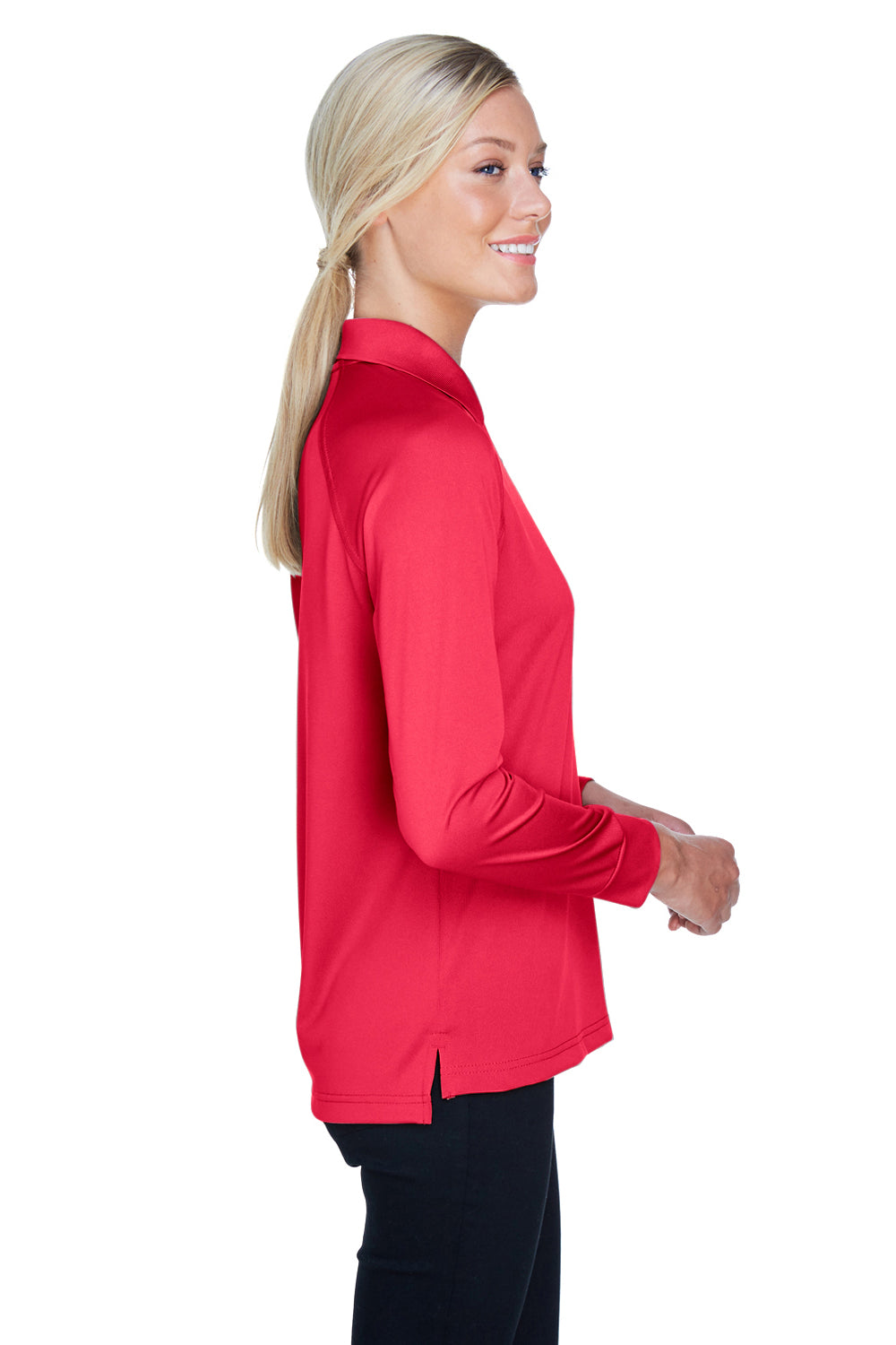 Harriton M211LW Womens Advantage Tactical Moisture Wicking Long Sleeve Polo Shirt Red Side