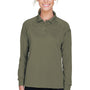 Harriton Womens Advantage Tactical Moisture Wicking Long Sleeve Polo Shirt - Tactical Green