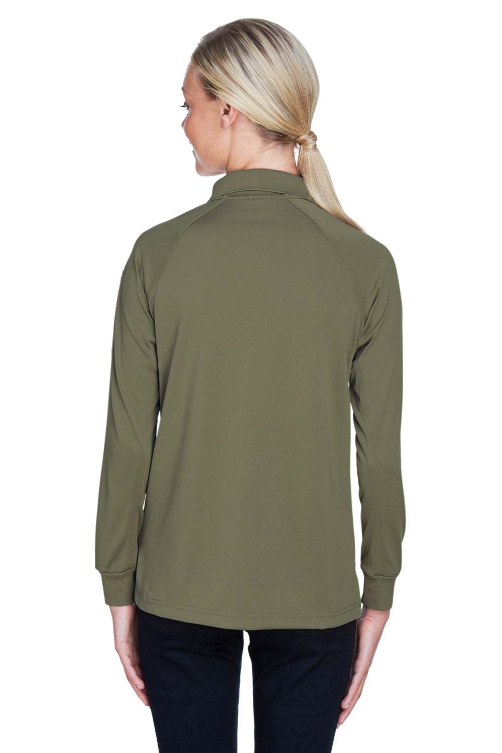 Harriton M211LW Womens Advantage Tactical Moisture Wicking Long Sleeve Polo Shirt Tactical Green Back