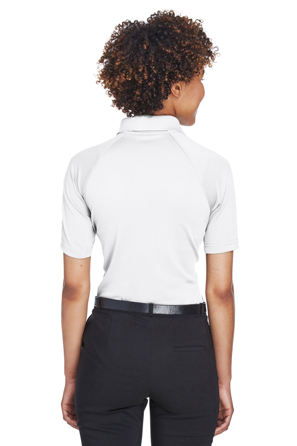 Harriton M211W Womens Advantage Tactical Moisture Wicking Short Sleeve Polo Shirt White Back