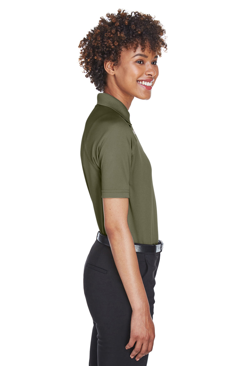 Harriton M211W Womens Advantage Tactical Moisture Wicking Short Sleeve Polo Shirt Tactical Green Side