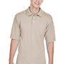 Harriton Mens Easy Blend Wrinkle Resistant Short Sleeve Polo Shirt - Stone