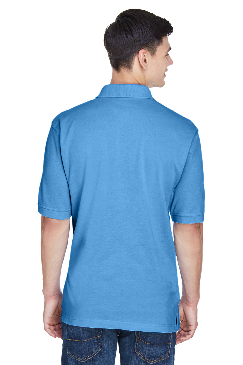 Harriton M265 Mens Easy Blend Wrinkle Resistant Short Sleeve Polo Shirt Nautical Blue Back