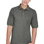 Harriton Mens Easy Blend Wrinkle Resistant Short Sleeve Polo Shirt - Charcoal Grey