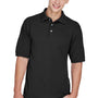 Harriton Mens Easy Blend Wrinkle Resistant Short Sleeve Polo Shirt - Black