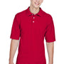 Harriton Mens Easy Blend Wrinkle Resistant Short Sleeve Polo Shirt - Red