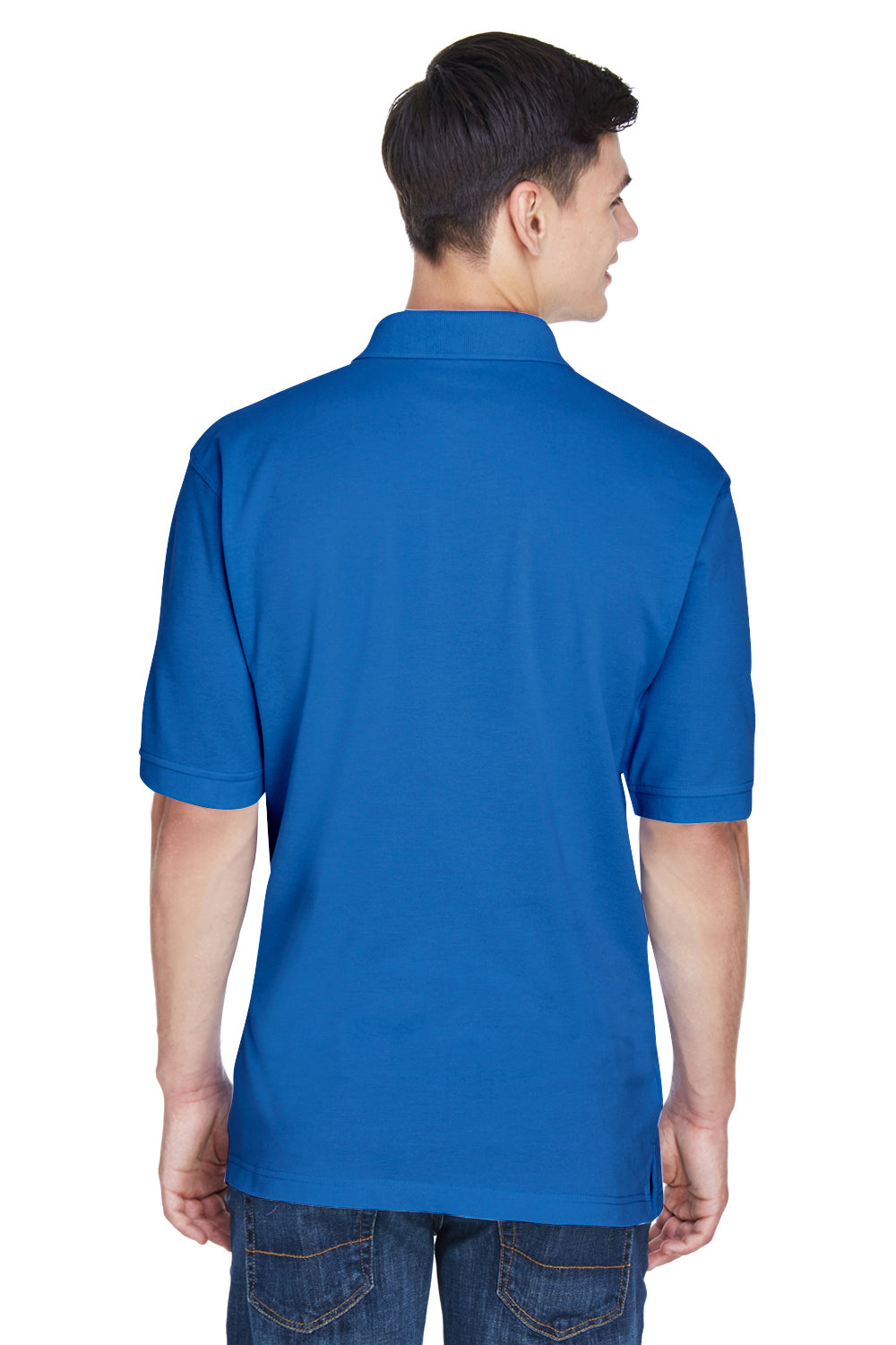 Harriton M265 Mens Easy Blend Wrinkle Resistant Short Sleeve Polo Shirt Royal Blue Back