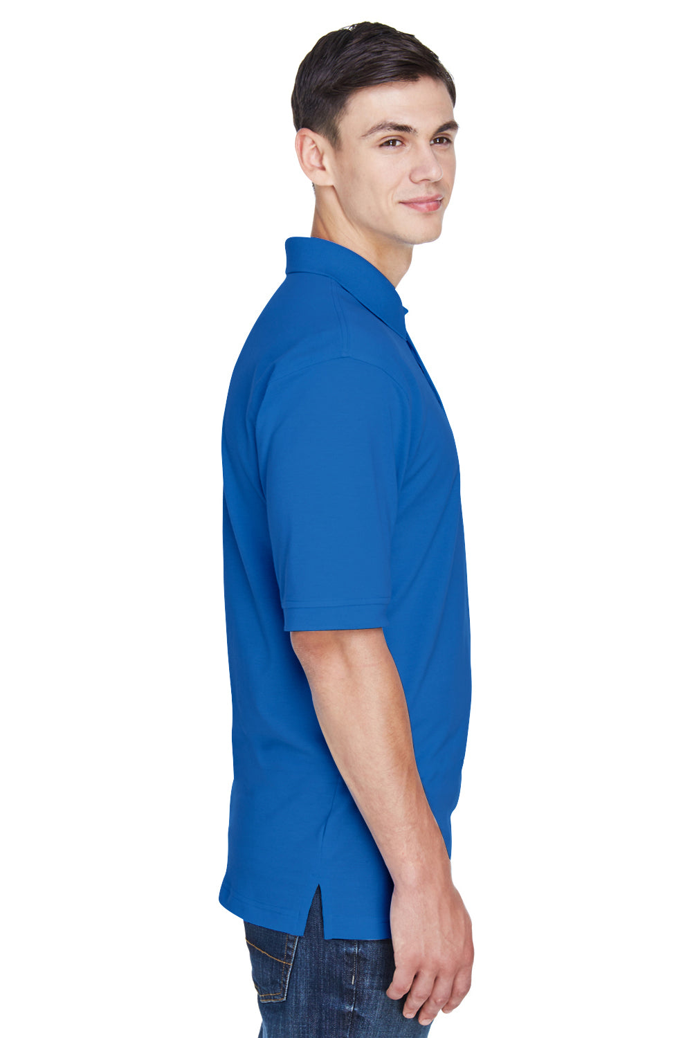 Harriton M265 Mens Easy Blend Wrinkle Resistant Short Sleeve Polo Shirt Royal Blue Side