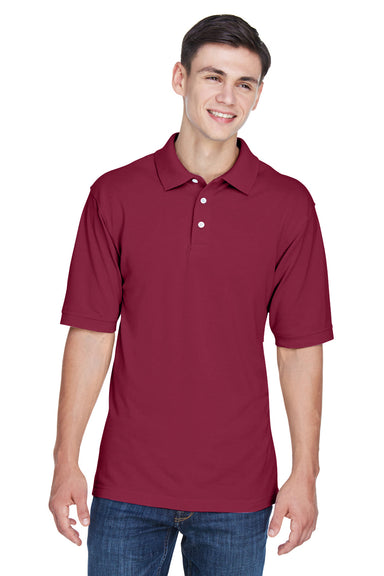 Harriton M265 Mens Easy Blend Wrinkle Resistant Short Sleeve Polo Shirt Wine Red Front