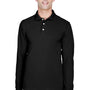 Harriton Mens Easy Blend Wrinkle Resistant Long Sleeve Polo Shirt - Black