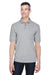 Harriton M265P Mens Easy Blend Wrinkle Resistant Short Sleeve Polo Shirt w/ Pocket Heather Grey Front