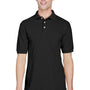 Harriton Mens Easy Blend Wrinkle Resistant Short Sleeve Polo Shirt w/ Pocket - Black
