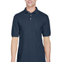 Harriton Mens Easy Blend Wrinkle Resistant Short Sleeve Polo Shirt w/ Pocket - Navy Blue