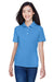 Harriton M265W Womens Easy Blend Wrinkle Resistant Short Sleeve Polo Shirt Nautical Blue Front
