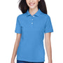 Harriton Womens Easy Blend Wrinkle Resistant Short Sleeve Polo Shirt - Nautical Blue