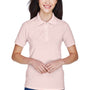 Harriton Womens Easy Blend Wrinkle Resistant Short Sleeve Polo Shirt - Blush Pink