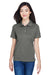 Harriton M265W Womens Easy Blend Wrinkle Resistant Short Sleeve Polo Shirt Charcoal Grey Front
