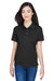 Harriton M265W Womens Easy Blend Wrinkle Resistant Short Sleeve Polo Shirt Black Front