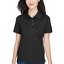 Harriton Womens Easy Blend Wrinkle Resistant Short Sleeve Polo Shirt - Black