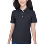 Harriton Womens Easy Blend Wrinkle Resistant Short Sleeve Polo Shirt - Navy Blue