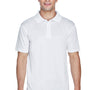 Harriton Mens Polytech Moisture Wicking Short Sleeve Polo Shirt - White