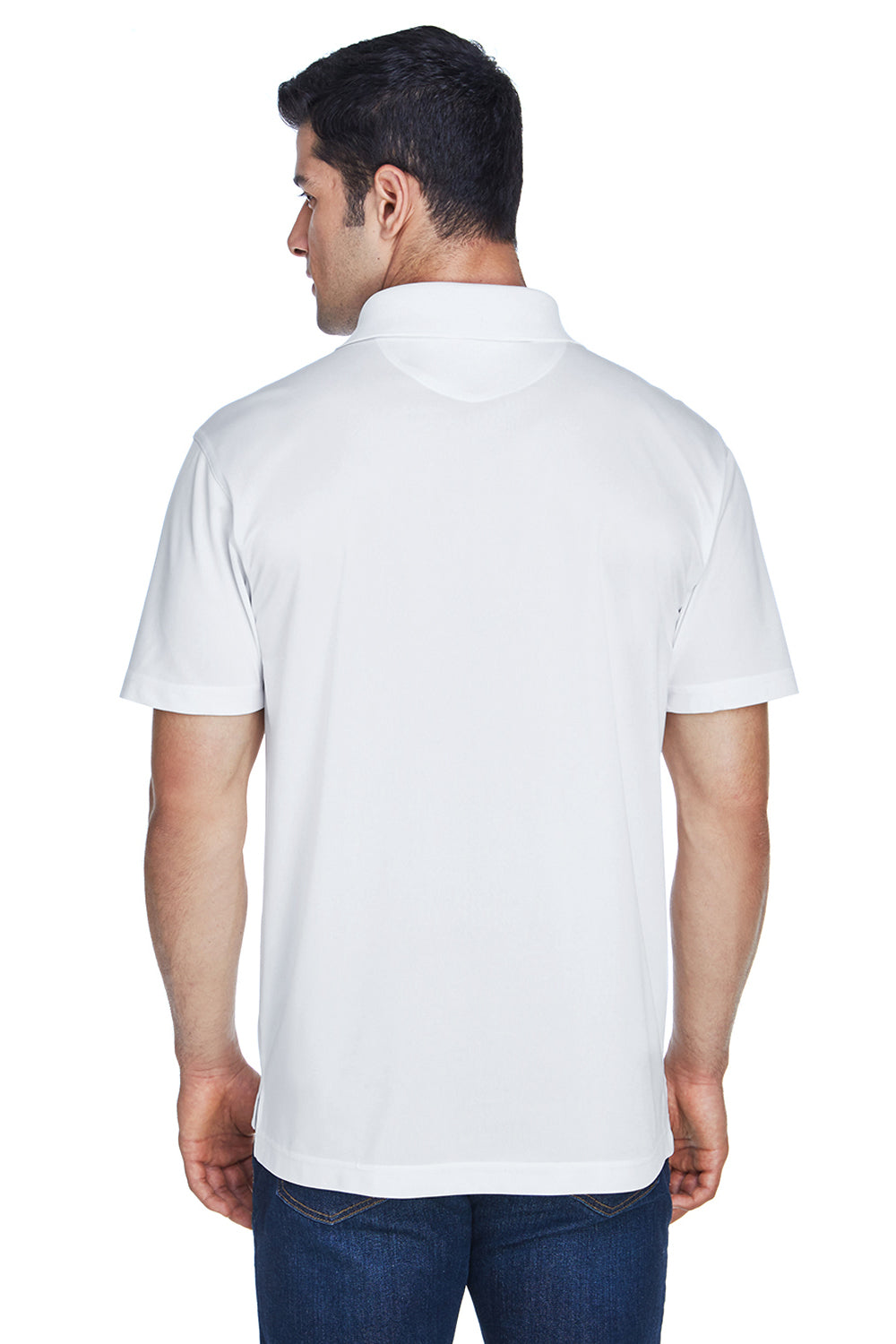 Harriton M315 Mens Polytech Moisture Wicking Short Sleeve Polo Shirt White Back