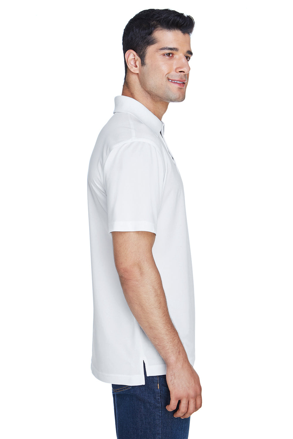 Harriton M315 Mens Polytech Moisture Wicking Short Sleeve Polo Shirt White Side