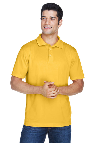 Harriton M315 Mens Polytech Moisture Wicking Short Sleeve Polo Shirt Gold Front