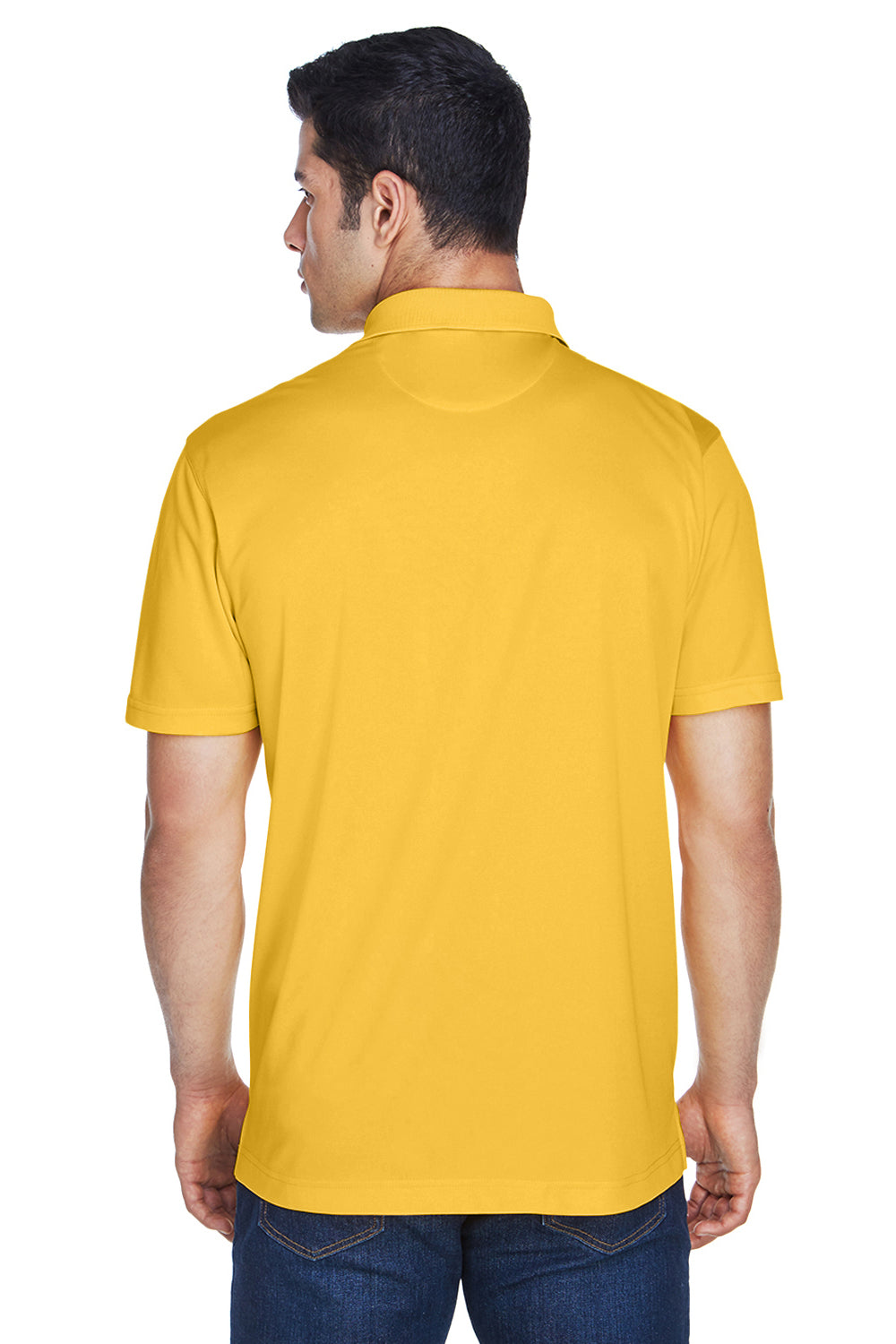Harriton M315 Mens Polytech Moisture Wicking Short Sleeve Polo Shirt Gold Back
