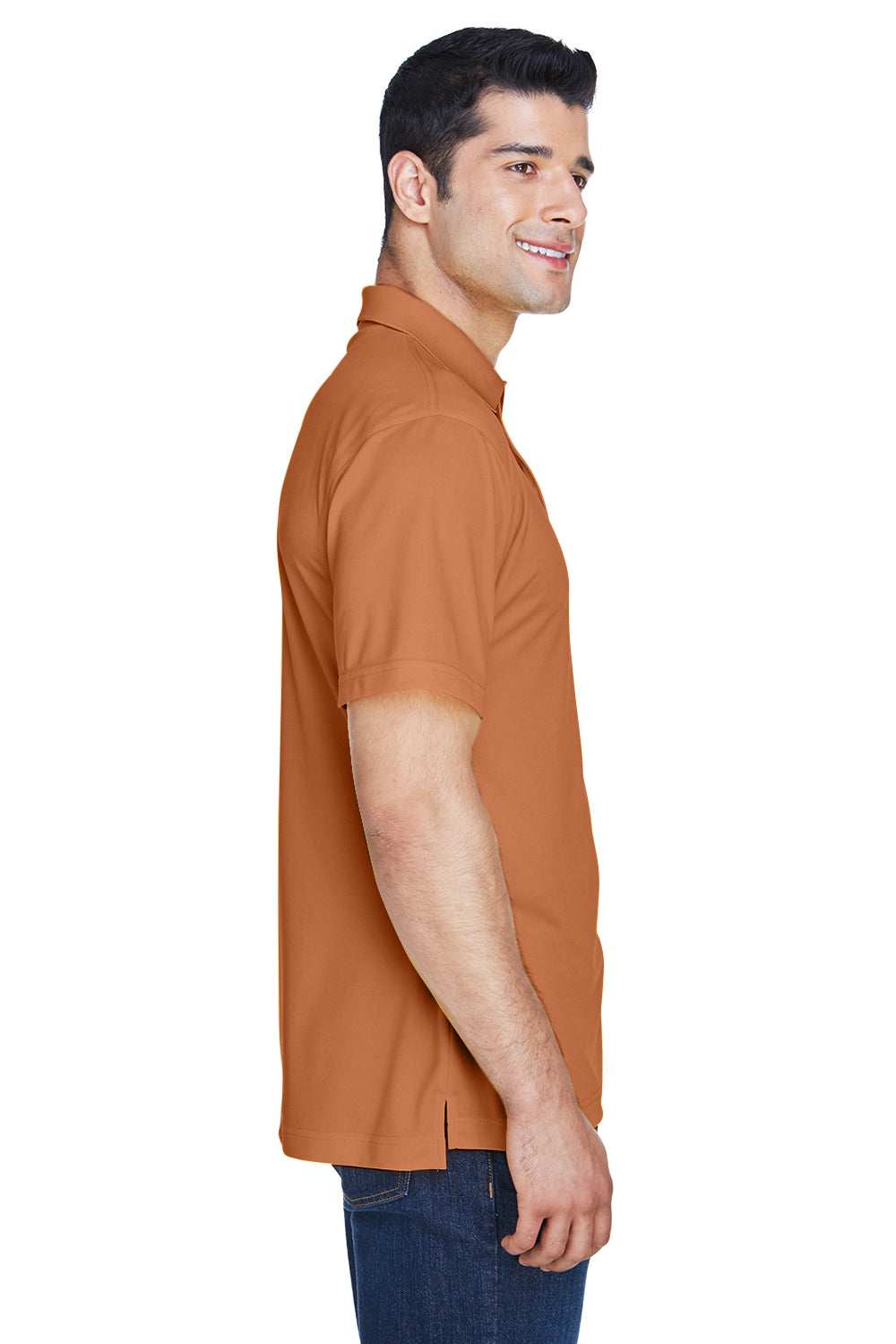 Harriton M315 Mens Polytech Moisture Wicking Short Sleeve Polo Shirt Texas Orange Side