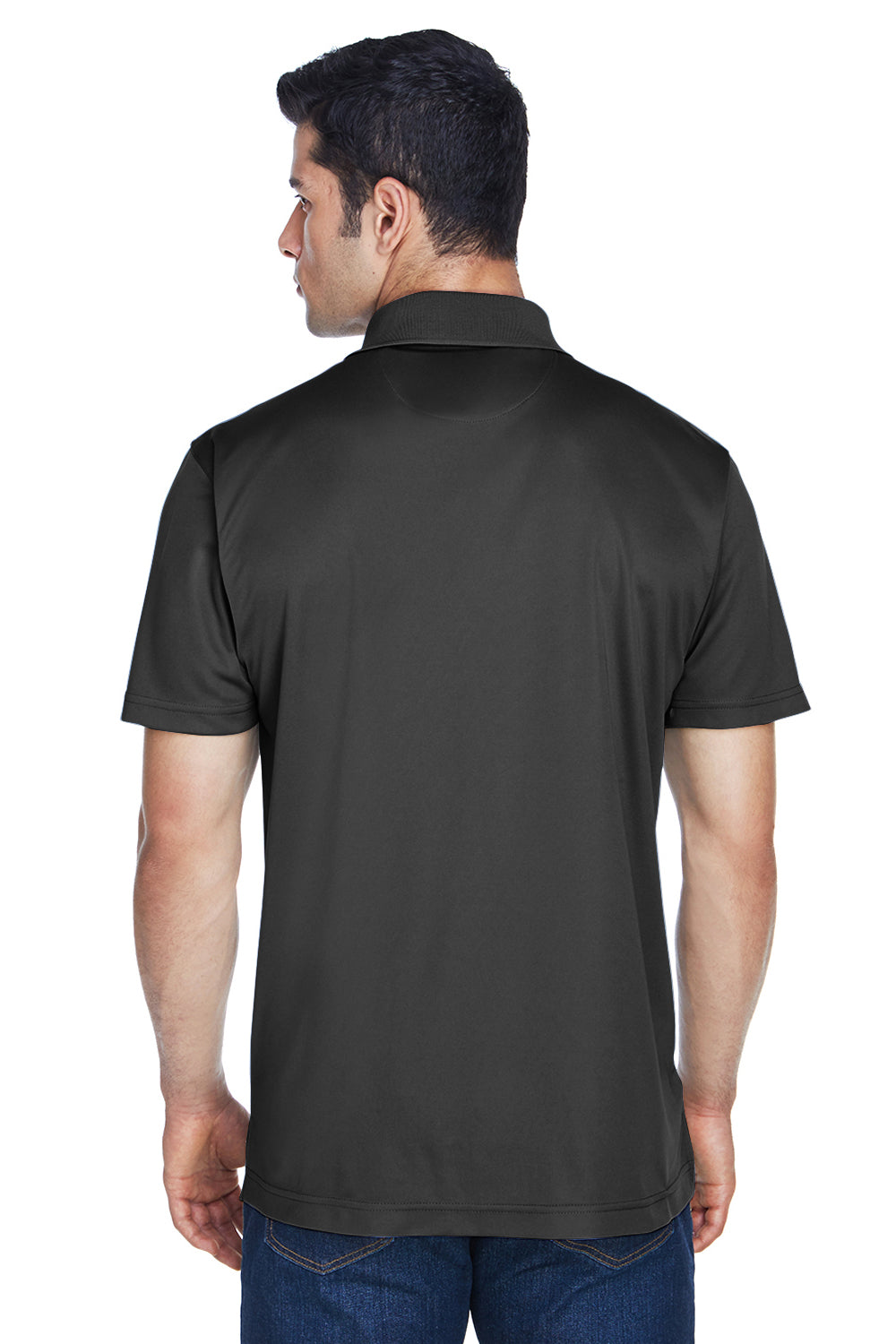 Harriton M315 Mens Polytech Moisture Wicking Short Sleeve Polo Shirt Black Back