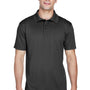 Harriton Mens Polytech Moisture Wicking Short Sleeve Polo Shirt - Black