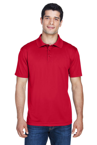 Harriton M315 Mens Polytech Moisture Wicking Short Sleeve Polo Shirt Red Front
