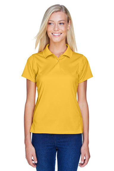 Harriton M315W Womens Polytech Moisture Wicking Short Sleeve Polo Shirt Gold Front