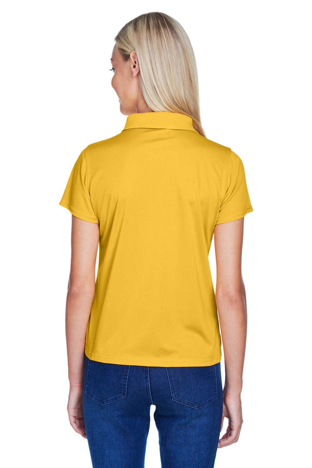 Harriton M315W Womens Polytech Moisture Wicking Short Sleeve Polo Shirt Gold Back