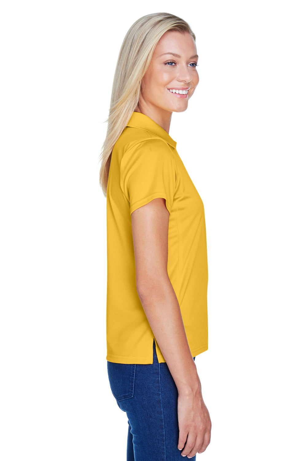 Harriton M315W Womens Polytech Moisture Wicking Short Sleeve Polo Shirt Gold Side