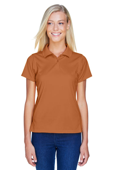 Harriton M315W Womens Polytech Moisture Wicking Short Sleeve Polo Shirt Texas Orange Front