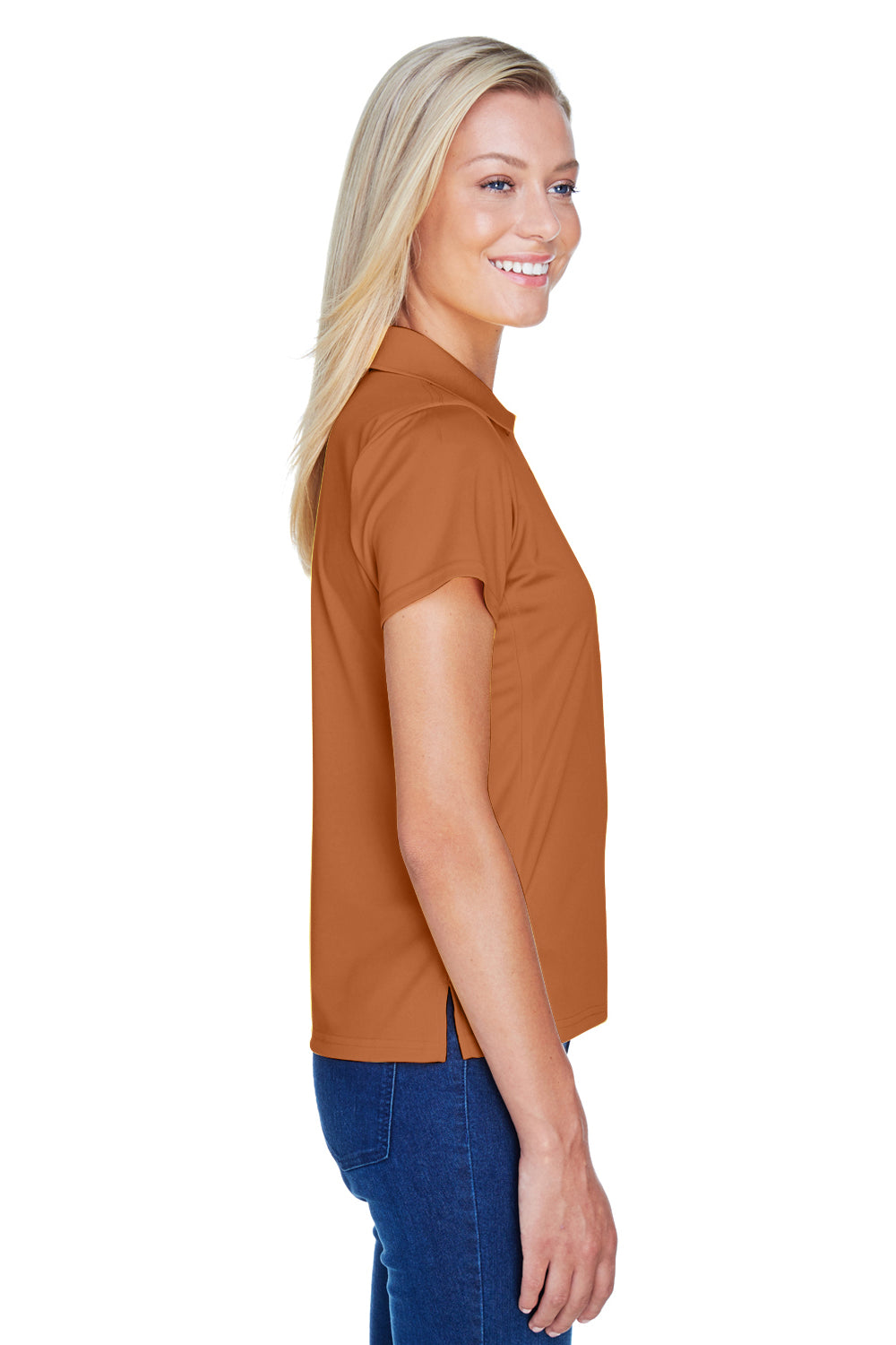 Harriton M315W Womens Polytech Moisture Wicking Short Sleeve Polo Shirt Texas Orange Side