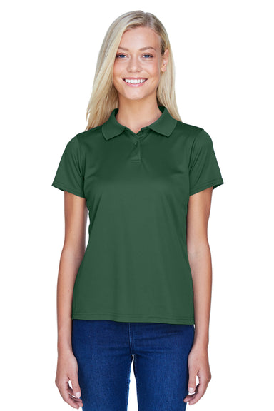 Harriton M315W Womens Polytech Moisture Wicking Short Sleeve Polo Shirt Dark Green Front