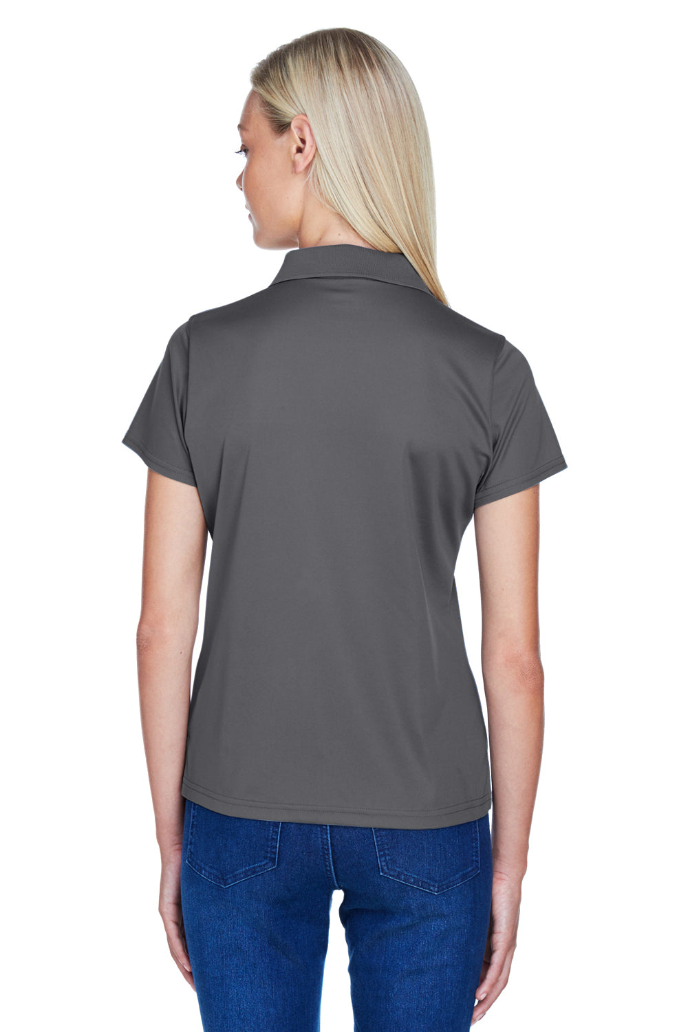 Harriton M315W Womens Polytech Moisture Wicking Short Sleeve Polo Shirt Charcoal Grey Back