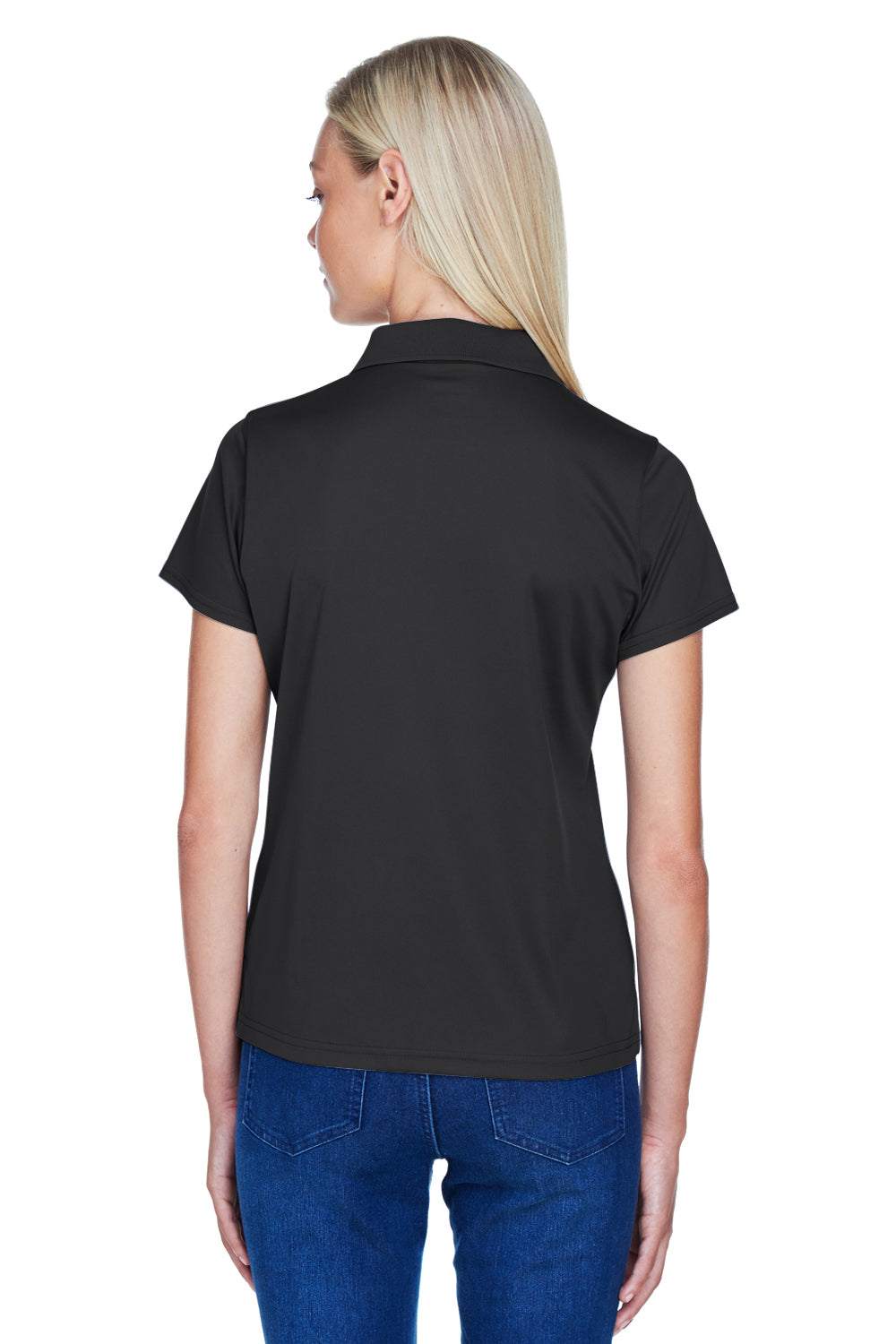 Harriton M315W Womens Polytech Moisture Wicking Short Sleeve Polo Shirt Black Back