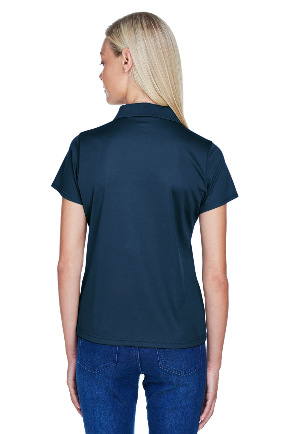 Harriton M315W Womens Polytech Moisture Wicking Short Sleeve Polo Shirt Navy Blue Back