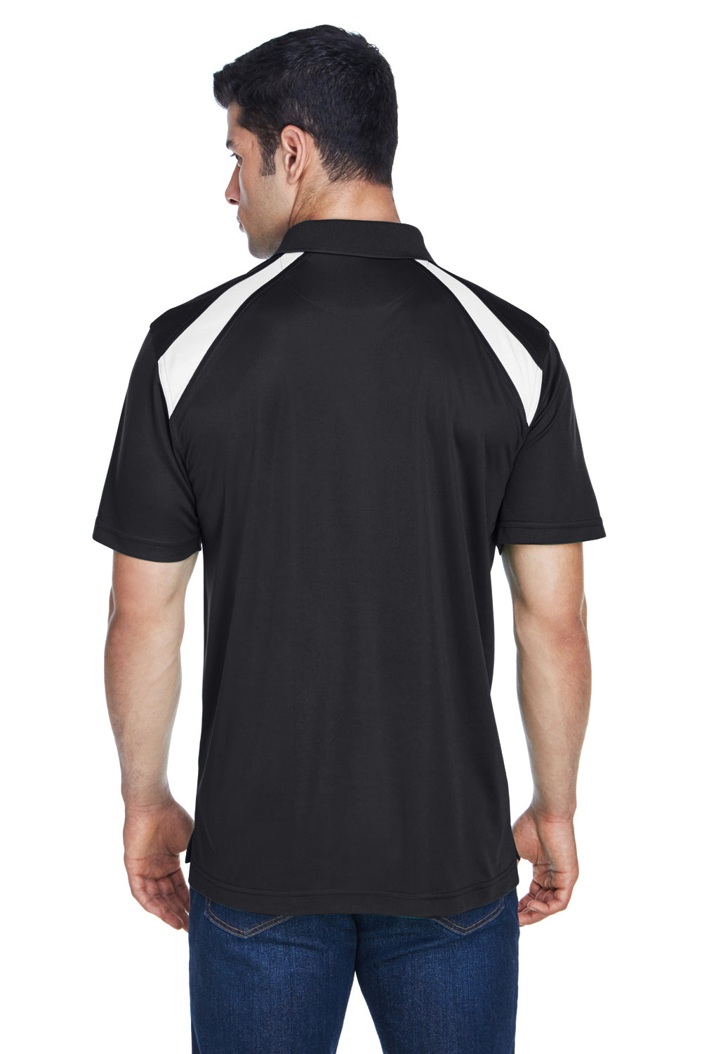 Harriton M318 Mens Polytech Moisture Wicking Short Sleeve Polo Shirt Black Back