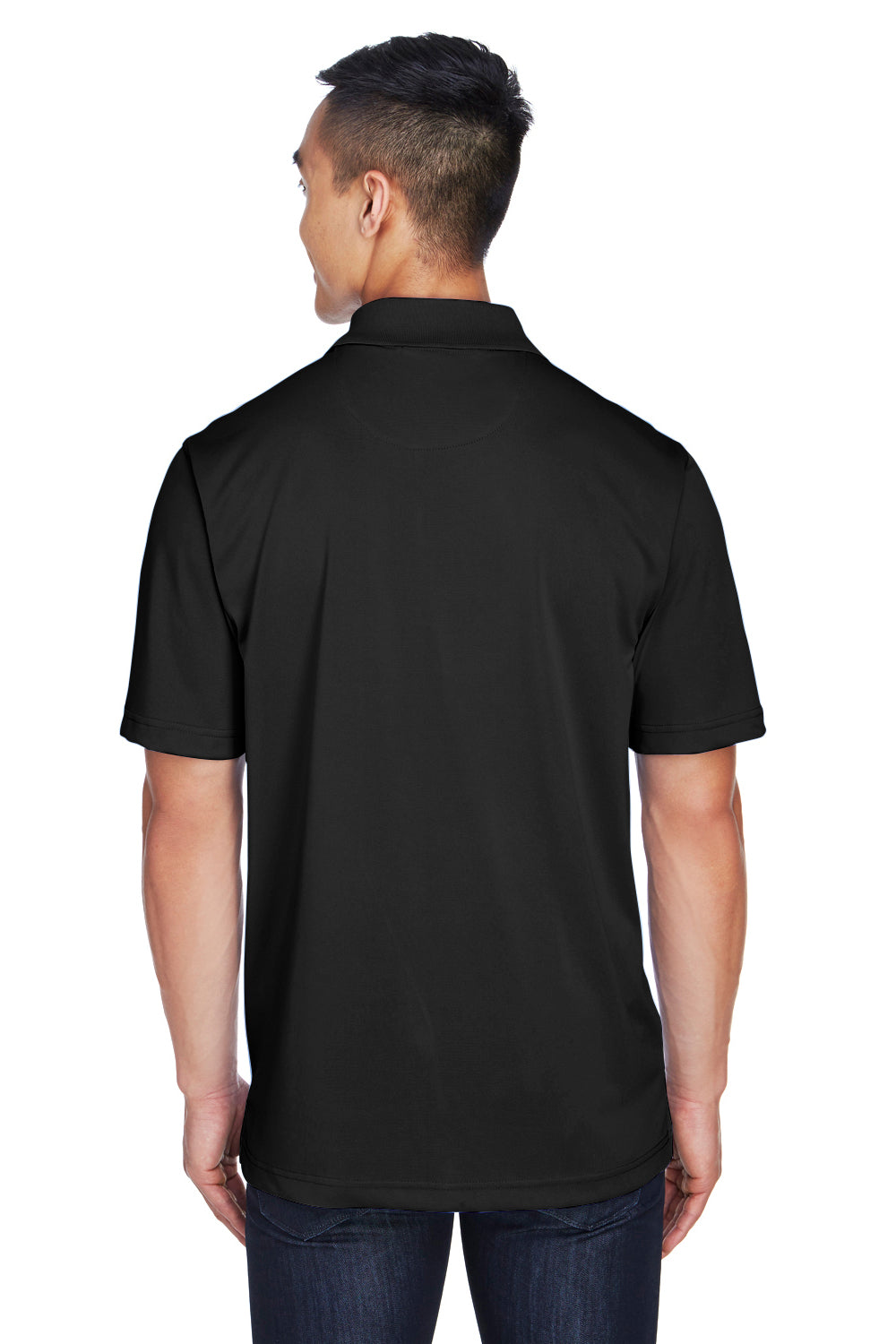 Harriton M345 Mens Advantage Moisture Wicking Short Sleeve Polo Shirt Black Back