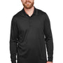 Harriton Mens Advantage Performance Moisture Wicking Long Sleeve Polo Shirt - Black