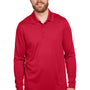 Harriton Mens Advantage Performance Moisture Wicking Long Sleeve Polo Shirt - Red - NEW