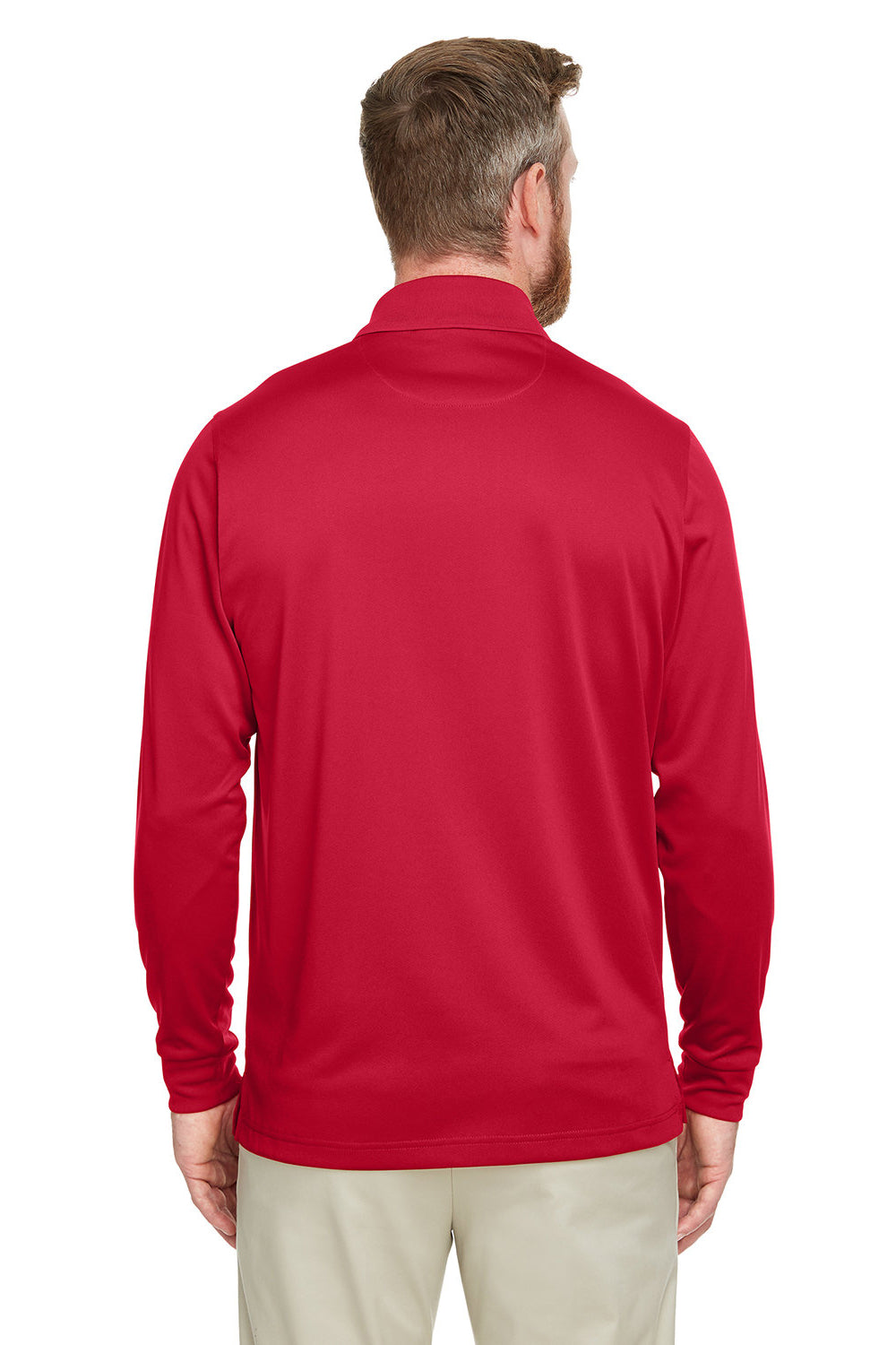 Harriton M348L/M348LT Mens Advantage Performance Moisture Wicking Long Sleeve Polo Shirt Red Back