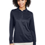 Harriton Womens Advantage Performance Moisture Wicking Long Sleeve Polo Shirt - Dark Navy Blue